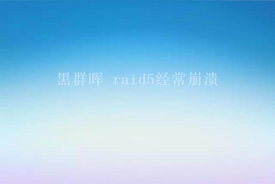 黑群晖 raid5经常崩溃2