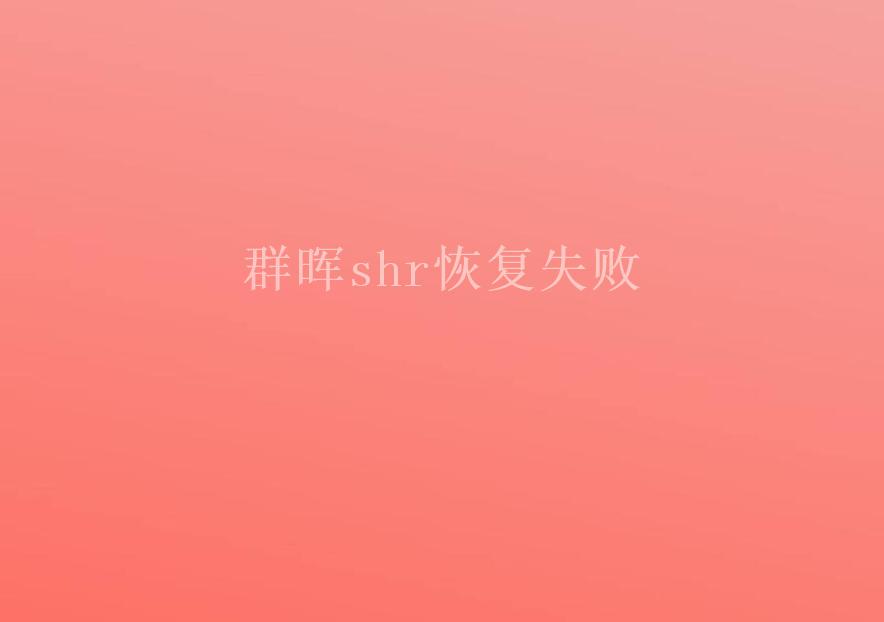 群晖shr恢复失败2