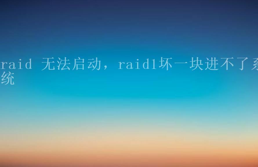 raid 无法启动，raid1坏一块进不了系统2