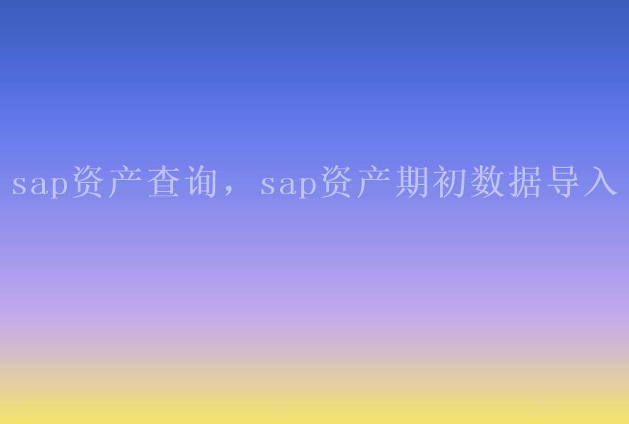 sap资产查询，sap资产期初数据导入2