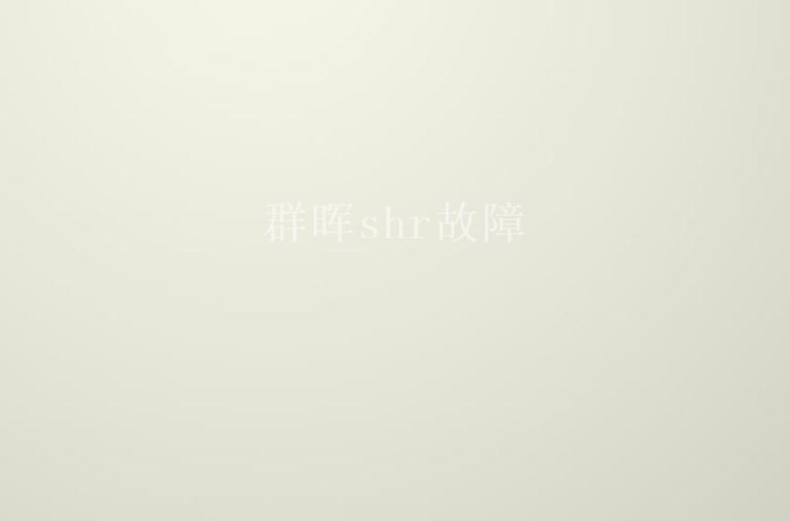 群晖shr故障2