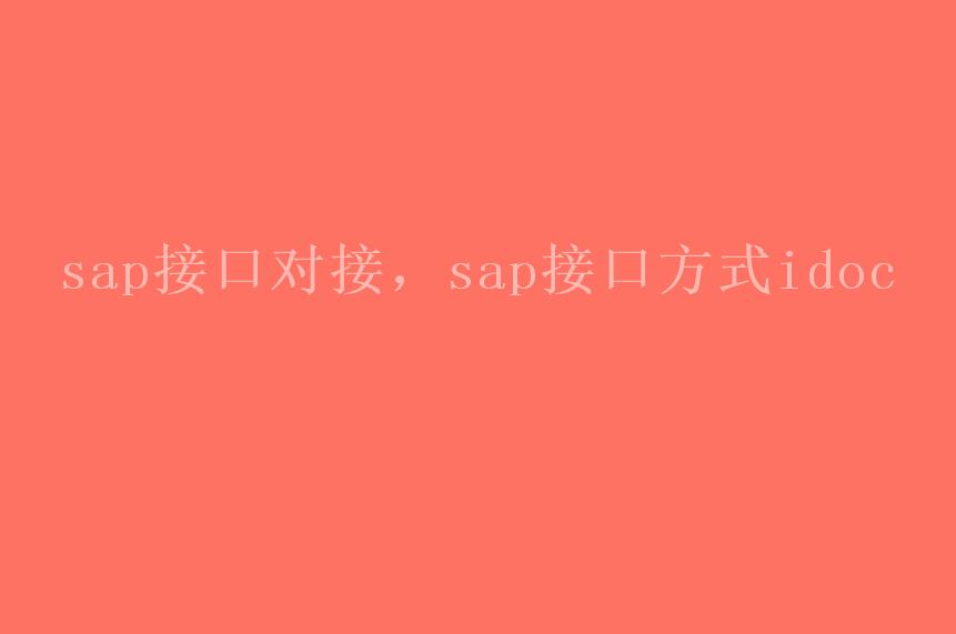 sap接口对接，sap接口方式idoc2