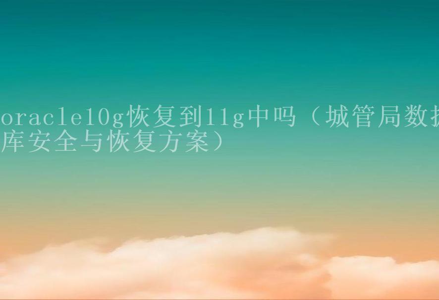 oracle10g恢复到11g中吗（城管局数据库安全与恢复方案）1