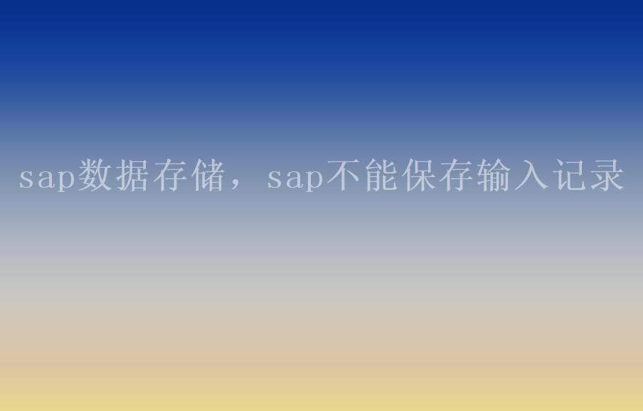 sap数据存储，sap不能保存输入记录2