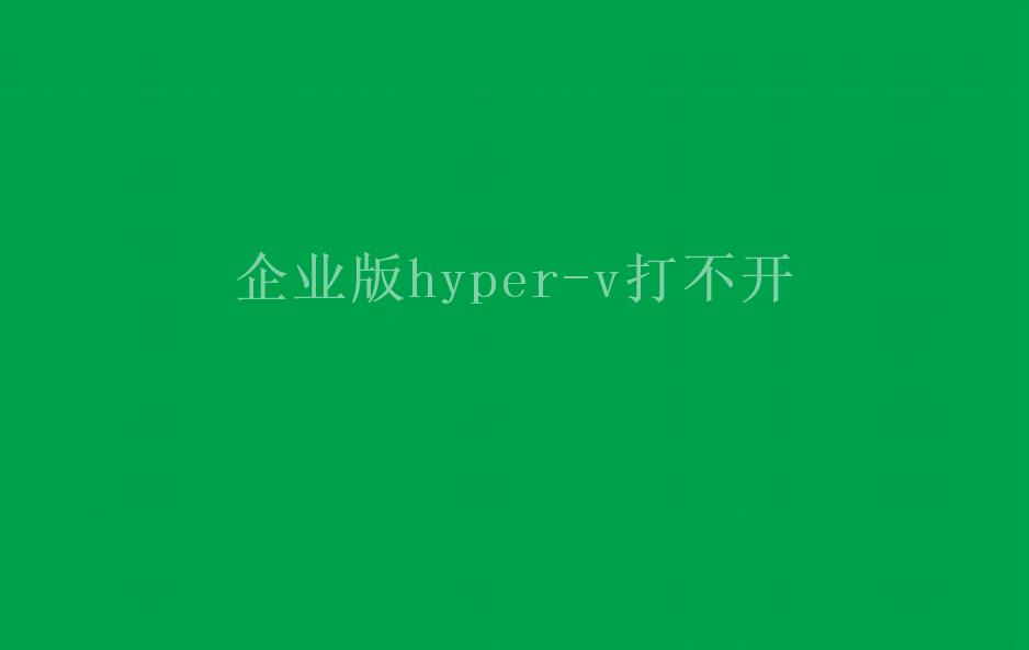 企业版hyper-v打不开2