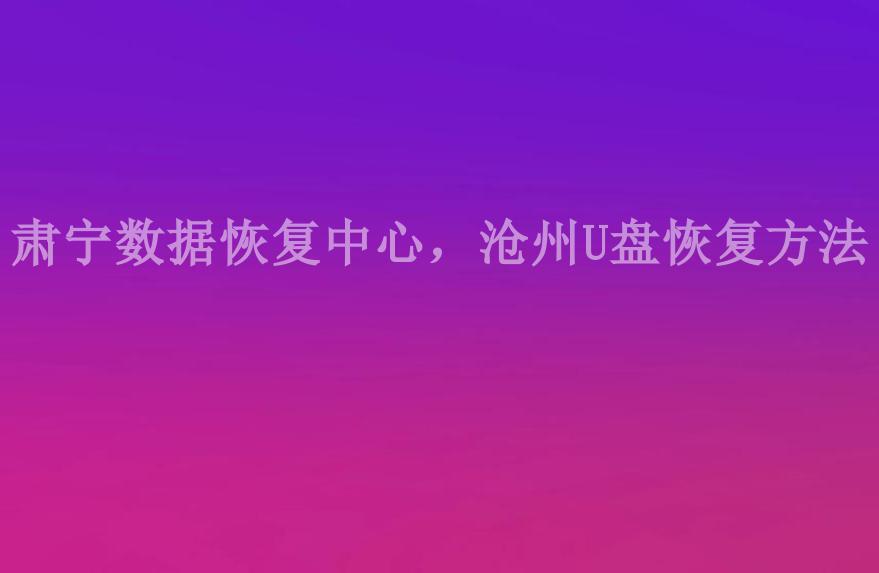 肃宁数据恢复中心，沧州U盘恢复方法1