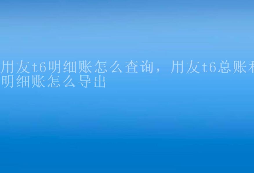 用友t6明细账怎么查询，用友t6总账和明细账怎么导出1