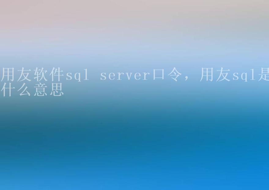 用友软件sql server口令，用友sql是什么意思1