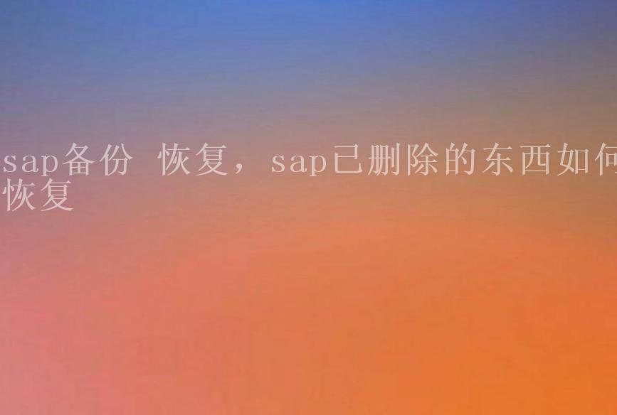 sap备份 恢复，sap已删除的东西如何恢复2