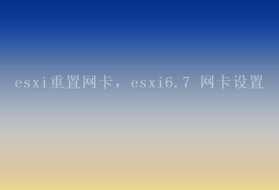 esxi重置网卡，esxi6.7 网卡设置1