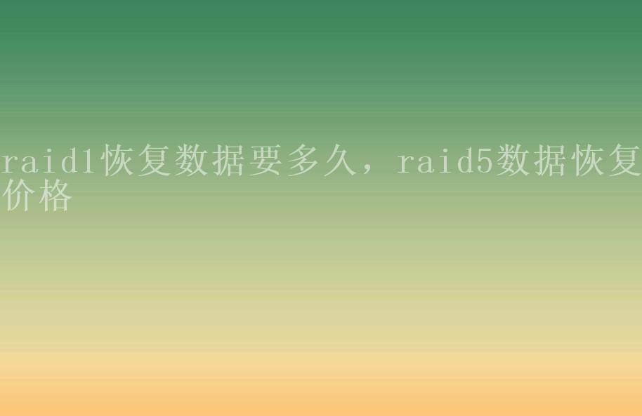 raid1恢复数据要多久，raid5数据恢复价格2