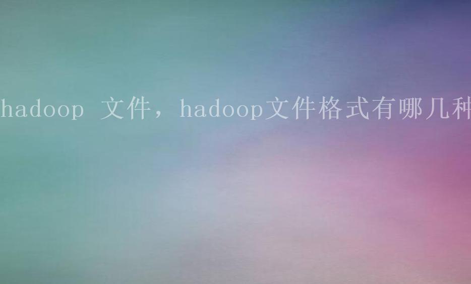 hadoop 文件，hadoop文件格式有哪几种2