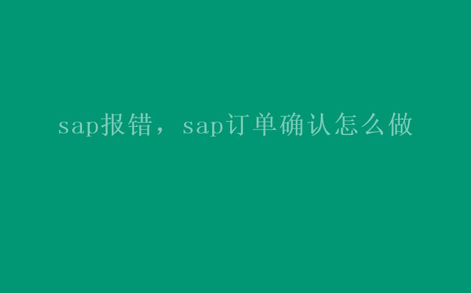 sap报错，sap订单确认怎么做1