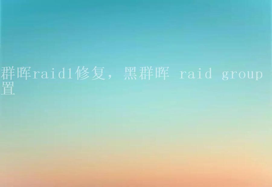 群晖raid1修复，黑群晖 raid group 设置1