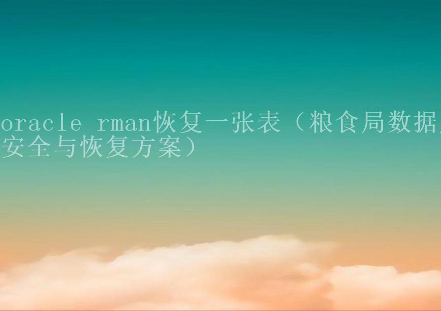 oracle rman恢复一张表（粮食局数据库安全与恢复方案）1