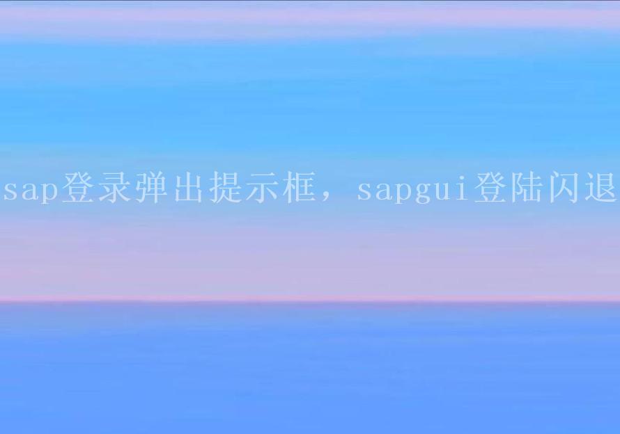 sap登录弹出提示框，sapgui登陆闪退2