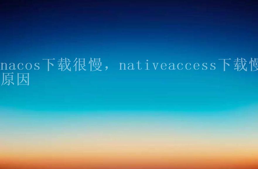 nacos下载很慢，nativeaccess下载慢原因2