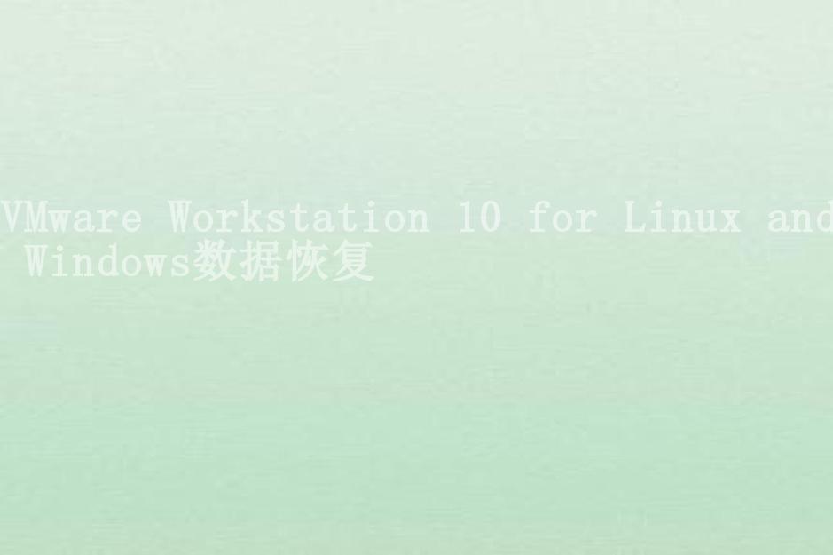 VMware Workstation 10 for Linux and Windows数据恢复1