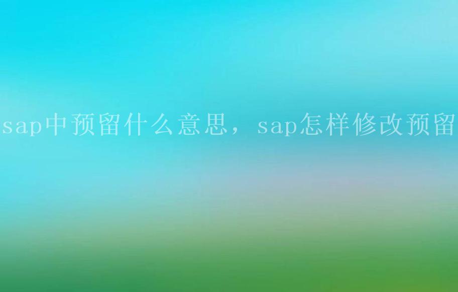 sap中预留什么意思，sap怎样修改预留1