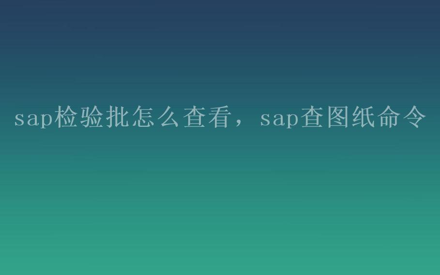 sap检验批怎么查看，sap查图纸命令1