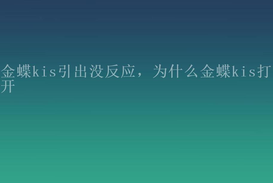 金蝶kis引出没反应，为什么金蝶kis打不开2