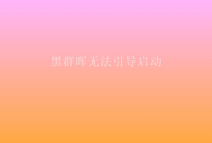 黑群晖无法引导启动1