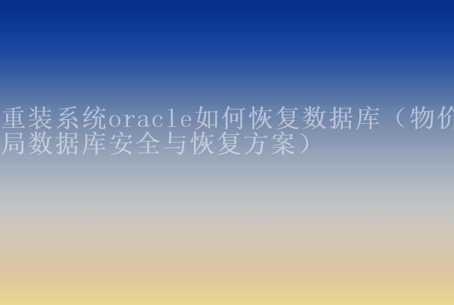 重装系统oracle如何恢复数据库（物价局数据库安全与恢复方案）1