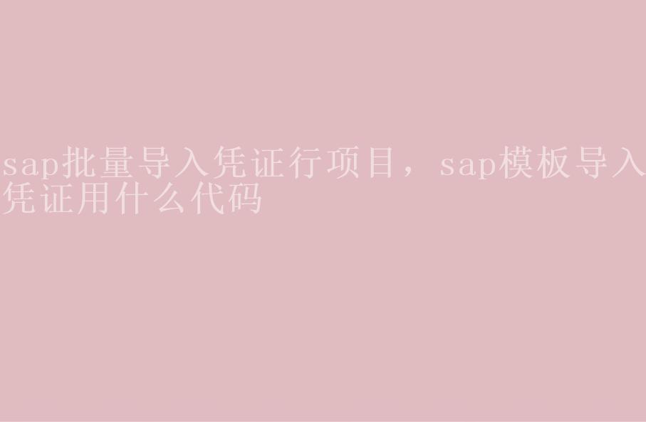 sap批量导入凭证行项目，sap模板导入凭证用什么代码1