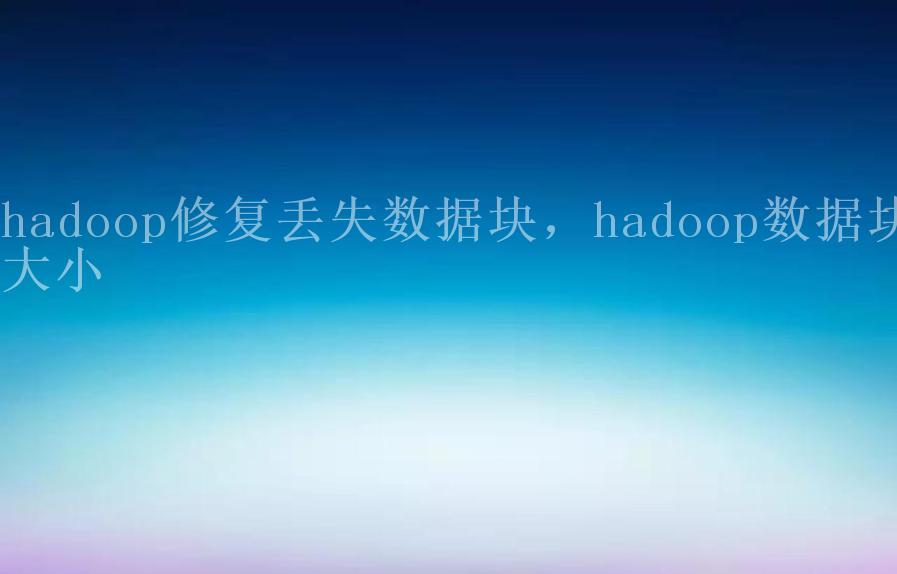 hadoop修复丢失数据块，hadoop数据块大小1