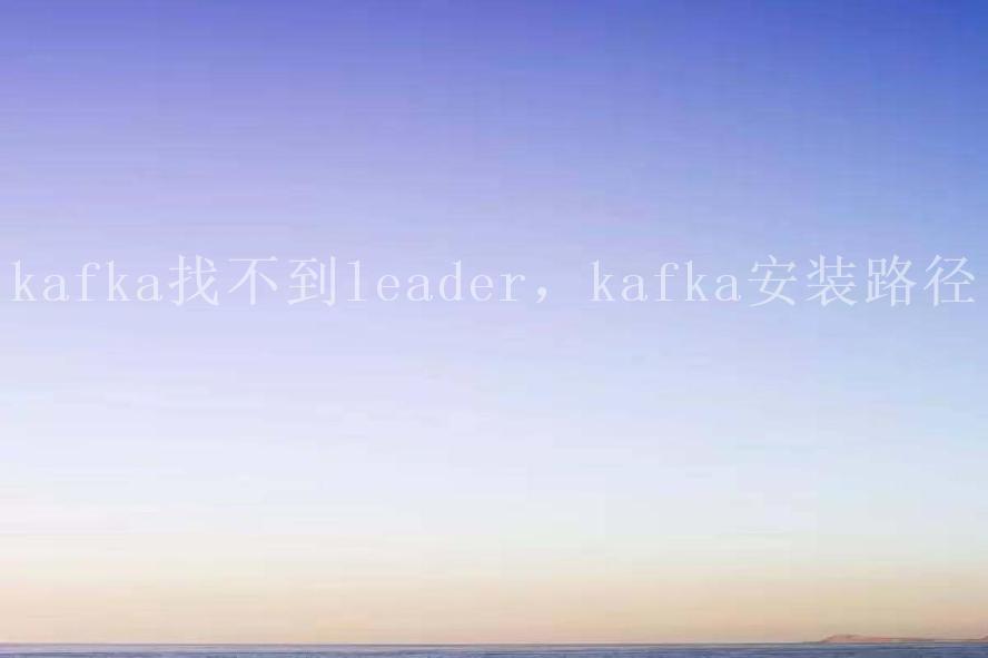 kafka找不到leader，kafka安装路径2