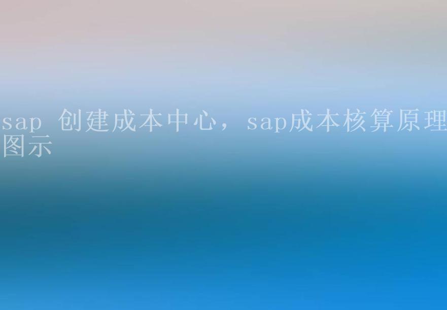 sap 创建成本中心，sap成本核算原理图示2