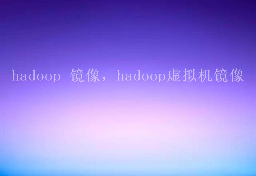 hadoop 镜像，hadoop虚拟机镜像2