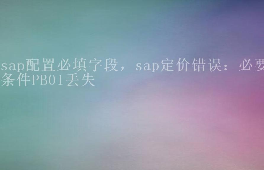 sap配置必填字段，sap定价错误：必要条件PB01丢失1