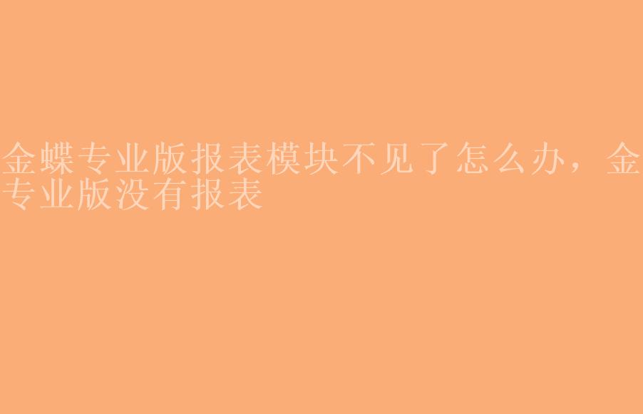 金蝶专业版报表模块不见了怎么办，金蝶专业版没有报表2