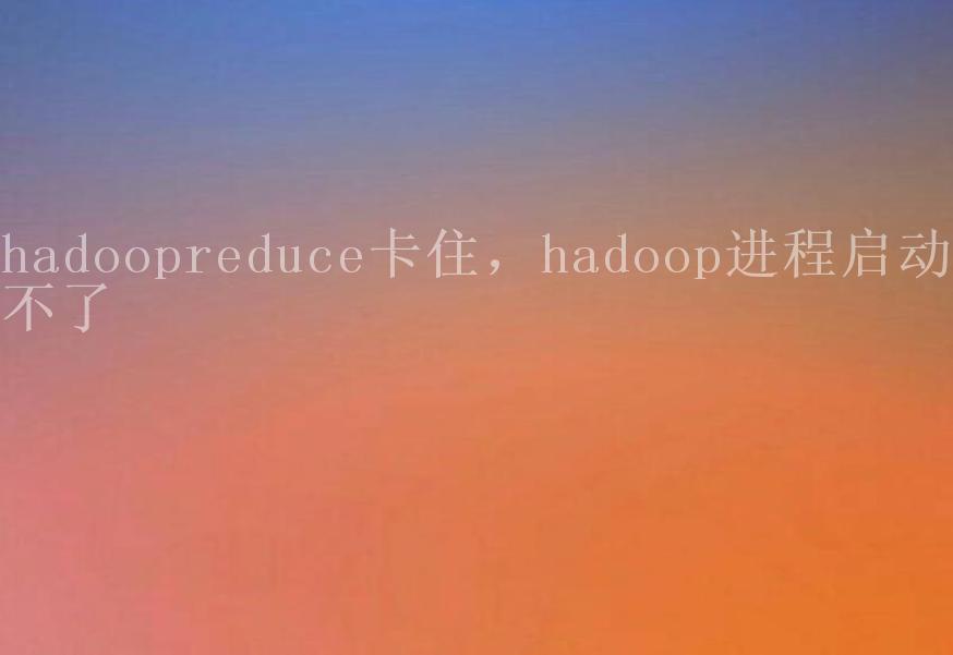 hadoopreduce卡住，hadoop进程启动不了1