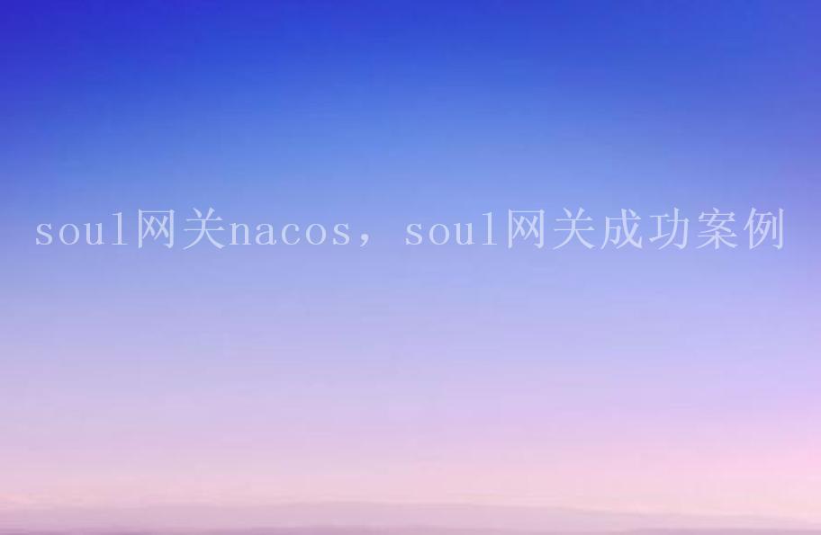 soul网关nacos，soul网关成功案例2