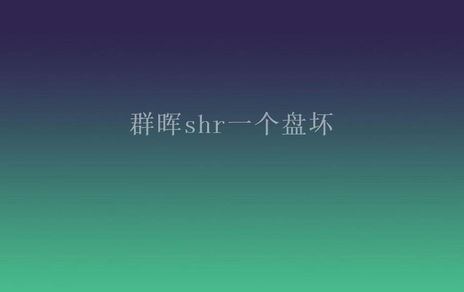 群晖shr一个盘坏2