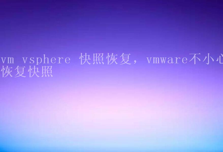 vm vsphere 快照恢复，vmware不小心恢复快照1