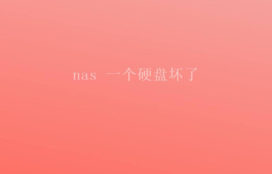 nas 一个硬盘坏了1