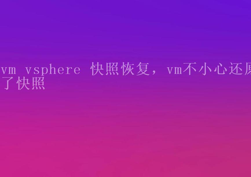 vm vsphere 快照恢复，vm不小心还原了快照2