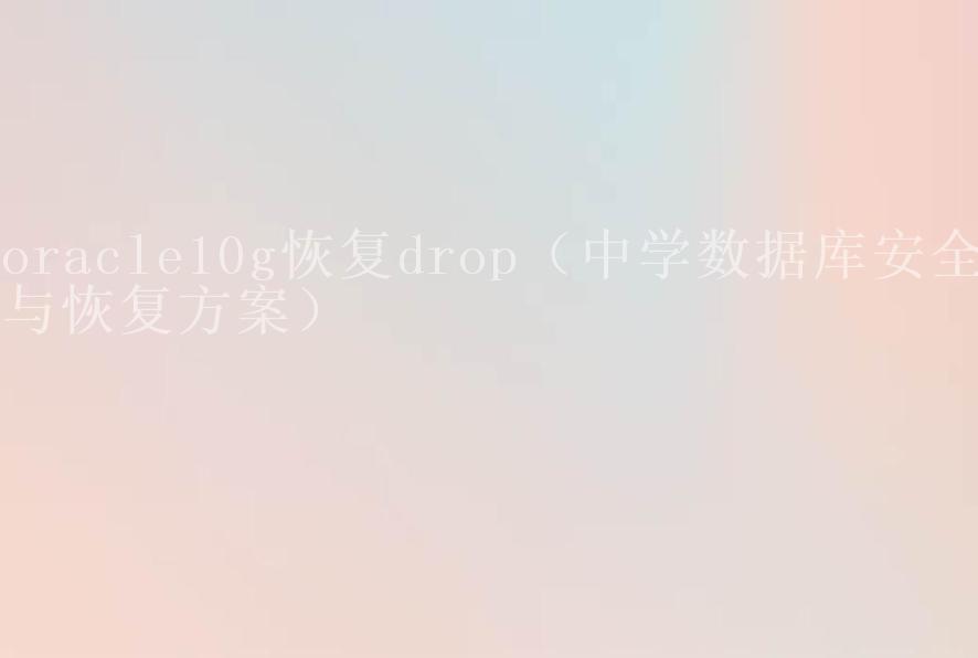 oracle10g恢复drop（中学数据库安全与恢复方案）2