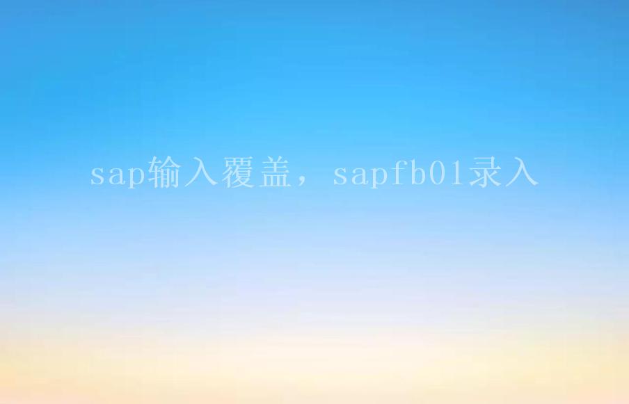 sap输入覆盖，sapfb01录入1