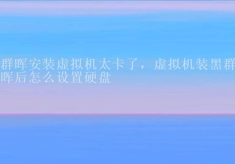 群晖安装虚拟机太卡了，虚拟机装黑群晖后怎么设置硬盘1