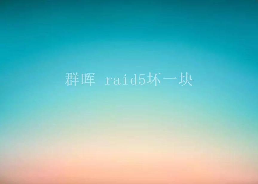 群晖 raid5坏一块1