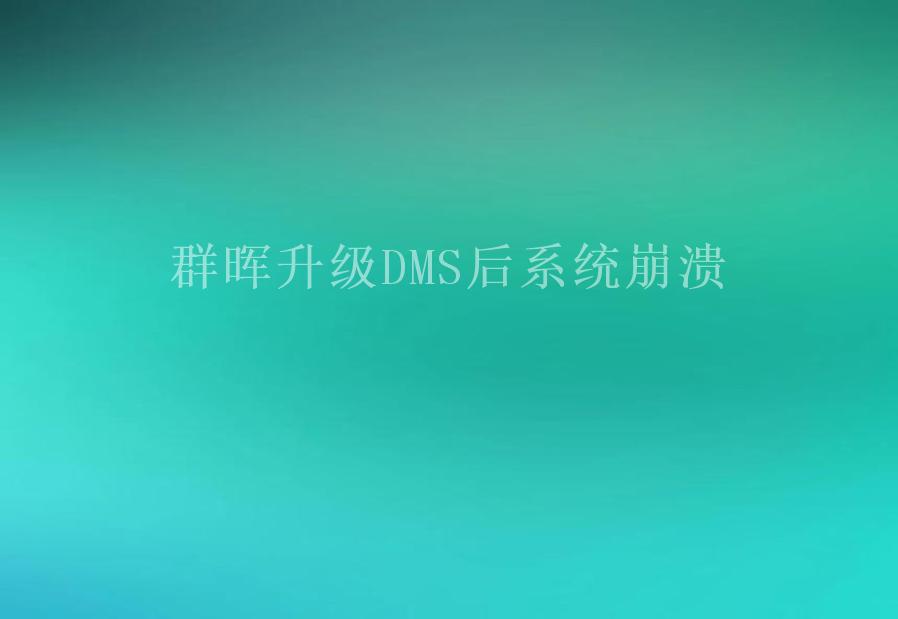 群晖升级DMS后系统崩溃1