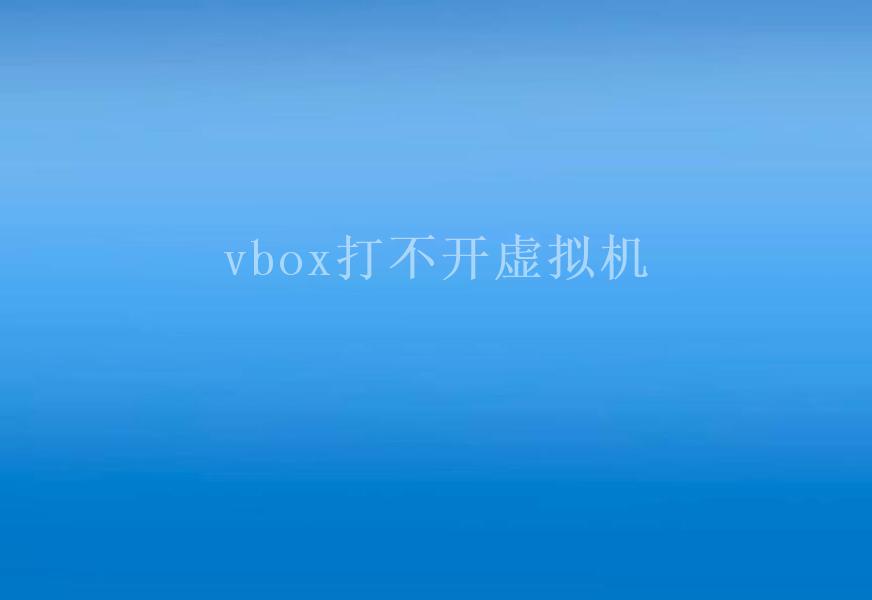 vbox打不开虚拟机1