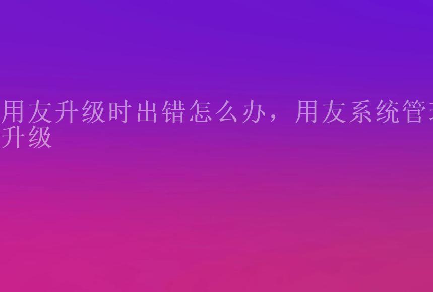 用友升级时出错怎么办，用友系统管理升级1