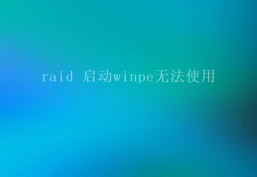 raid 启动winpe无法使用1