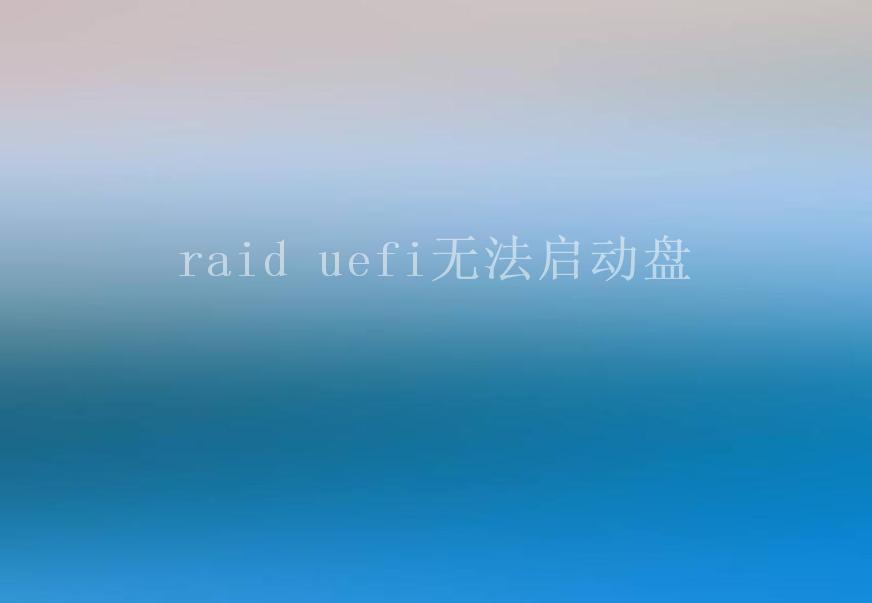 raid uefi无法启动盘2