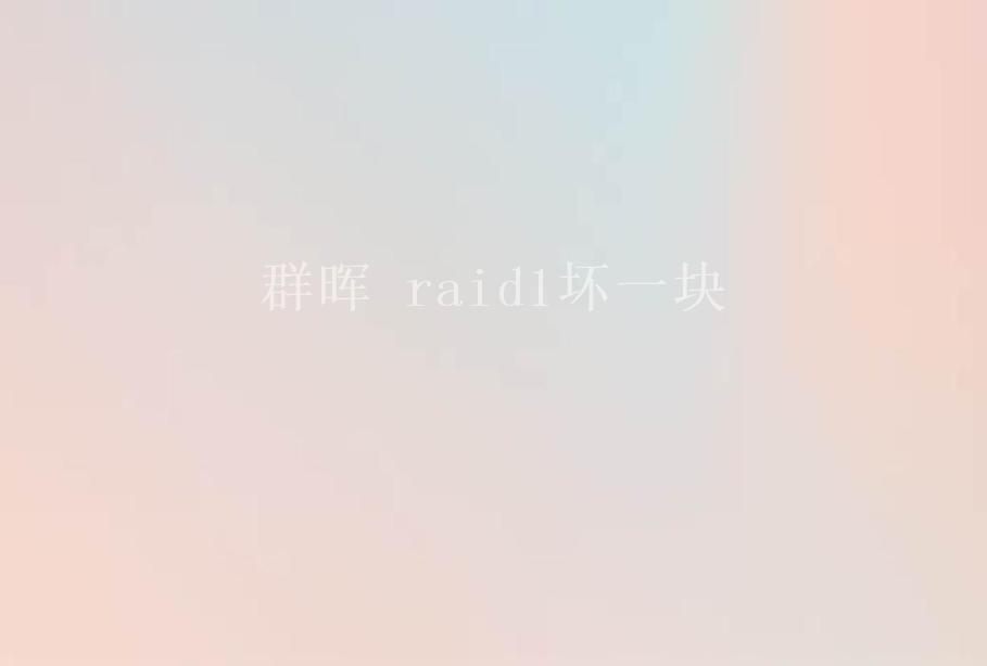 群晖 raid1坏一块1